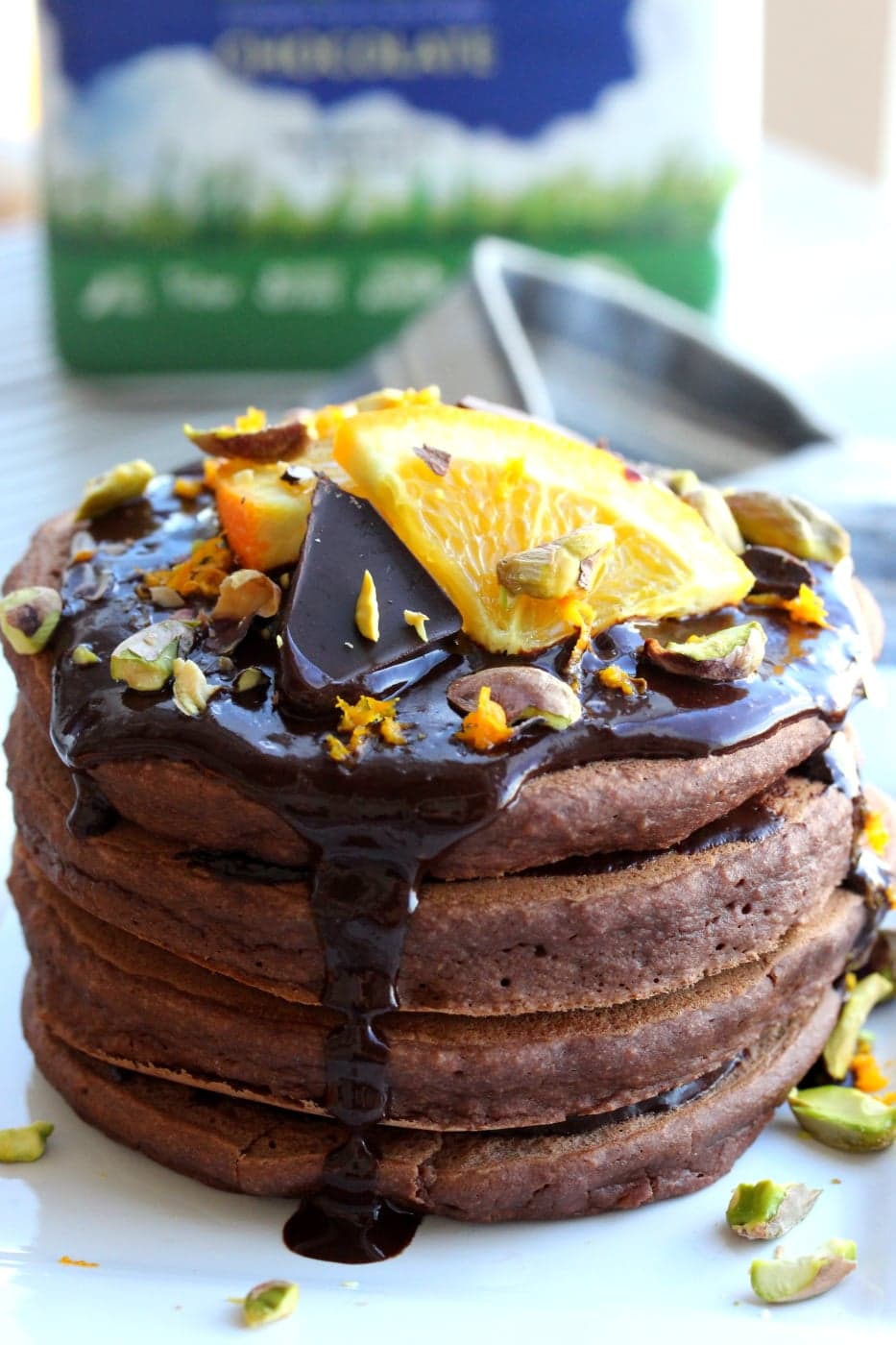 Chocolate Orange Almond Protein Pancakes