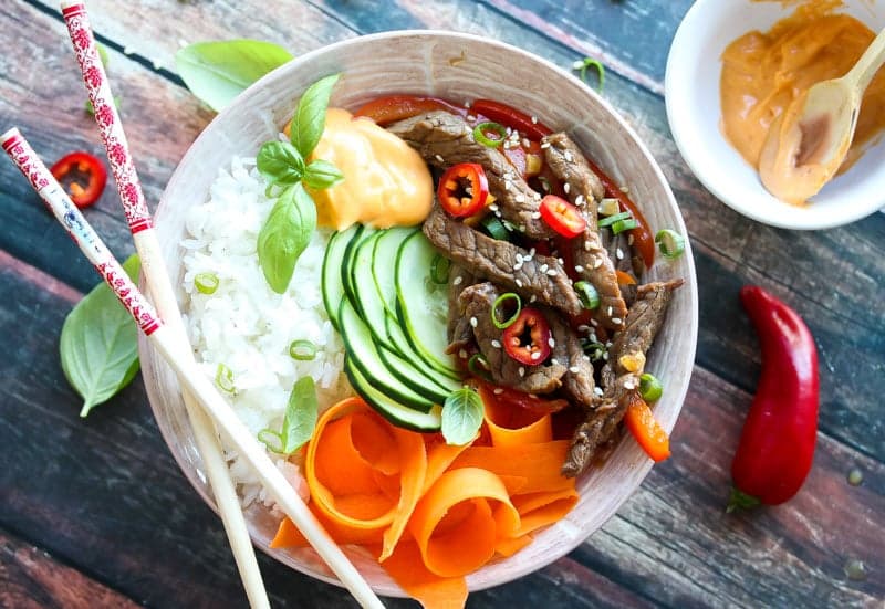 Korean Beef Bowls with Chili Aioli