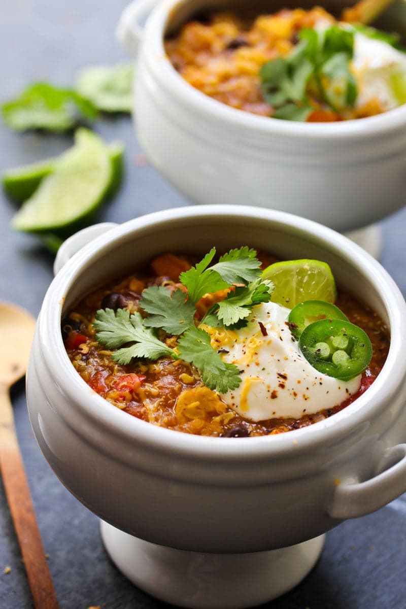 30 Minute Tempeh Enchilada Quinoa Soup