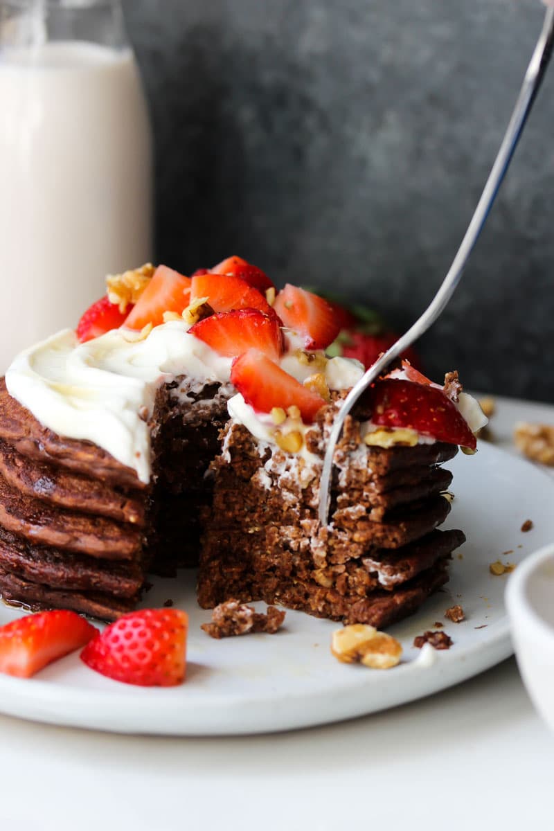 Flourless Blender Chocolate Pancakes