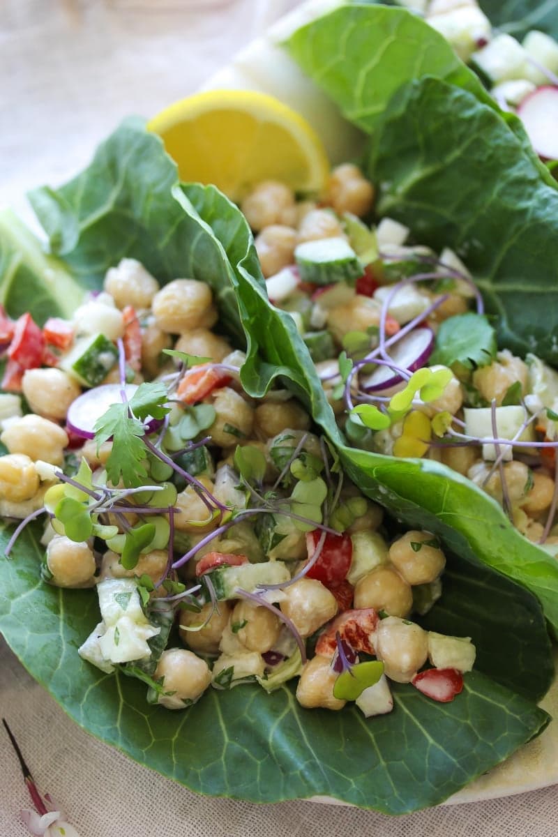 Chickpea Tahini Collard Wraps