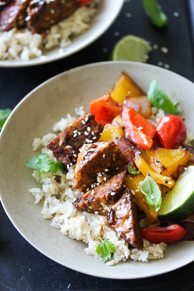 Orange Teriyaki Tempeh Bowls
