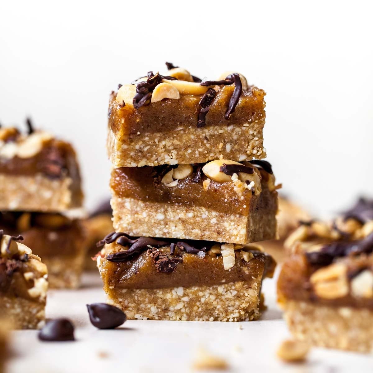 Vegan No-Bake Peanut Butter Snickers Bars