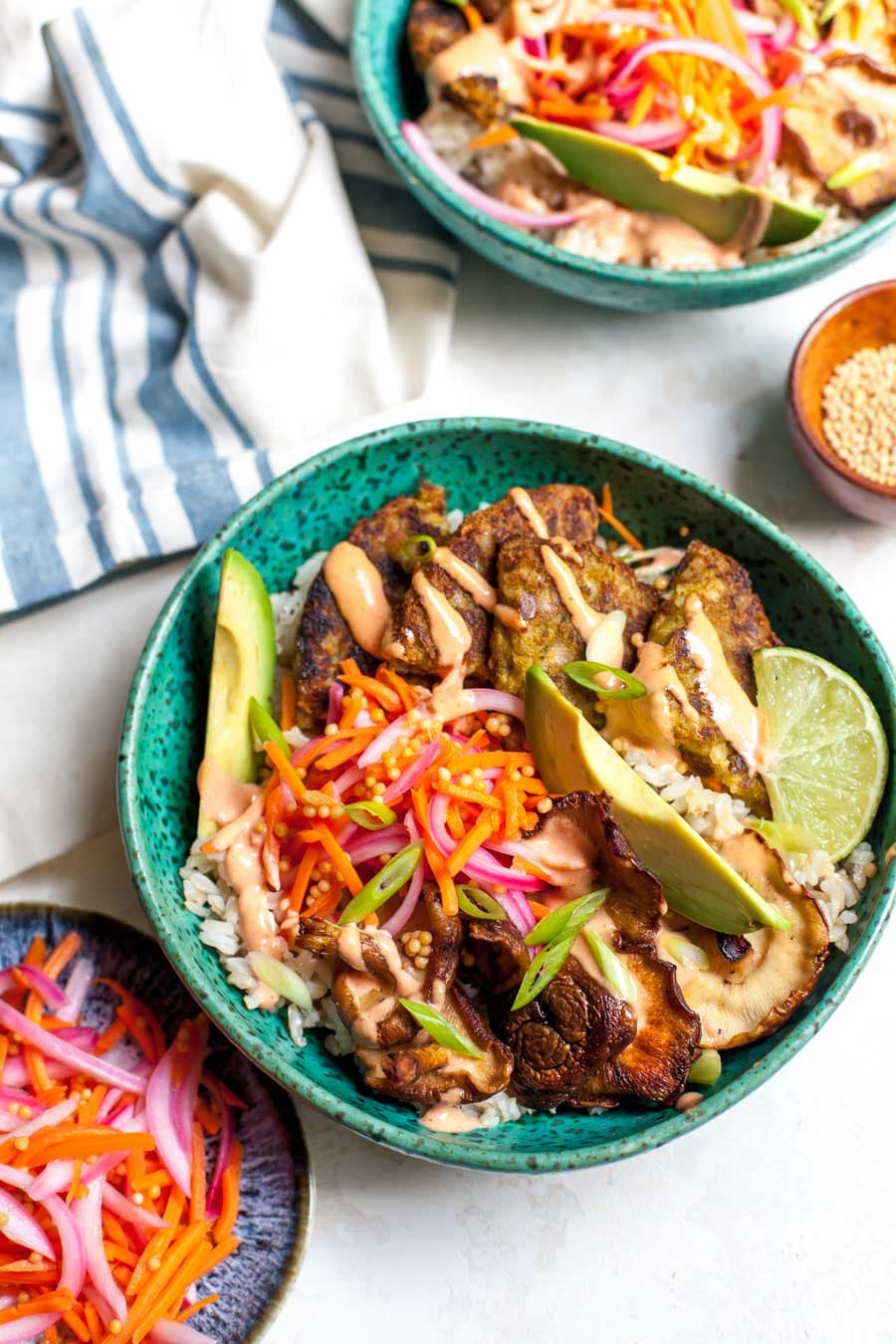 Korean Veggie Burger Bowls