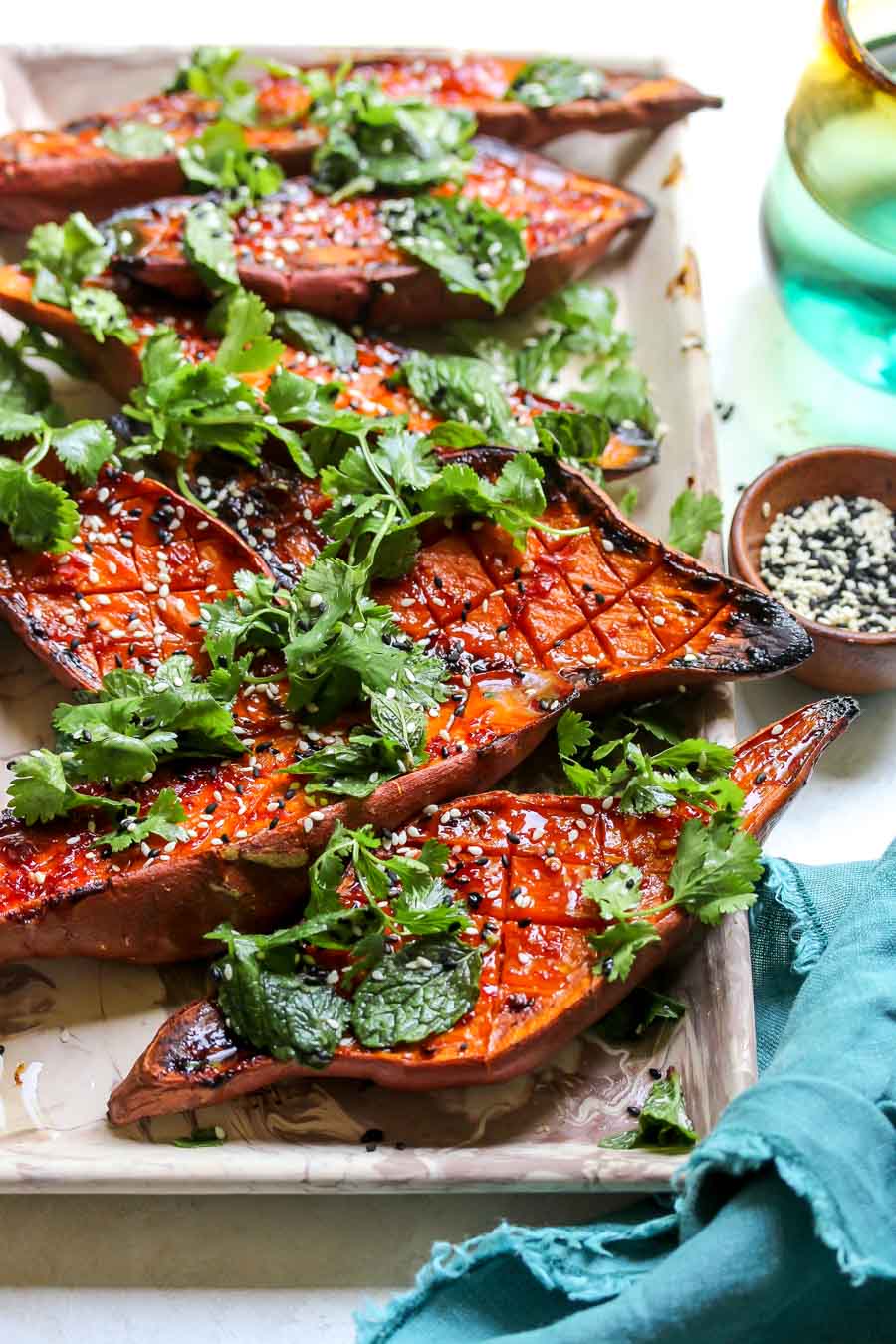 Roasted Sweet Potatoes with Chile Glaze