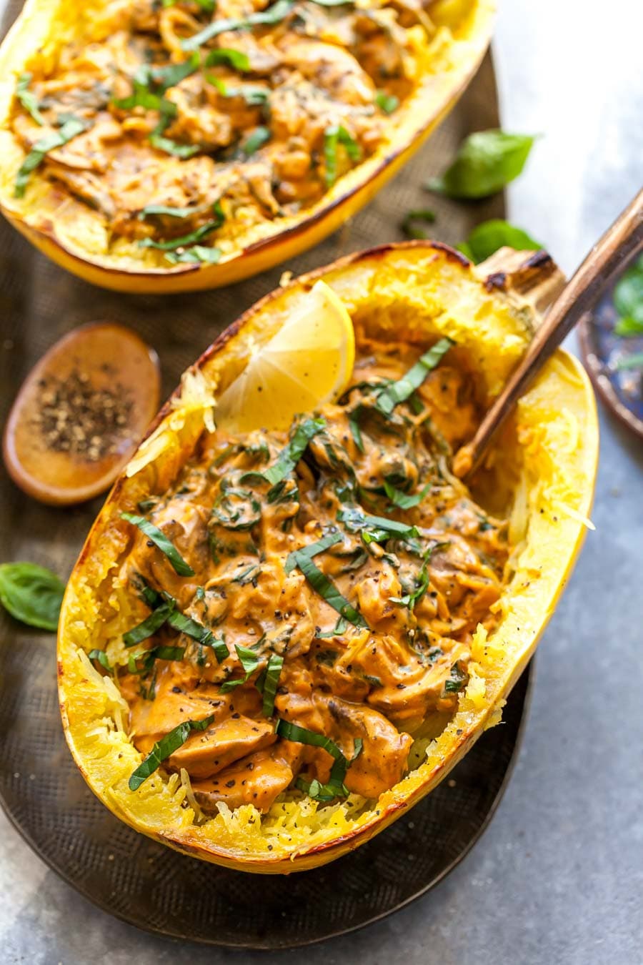 Spaghetti Squash with Vegan Vodka Sauce