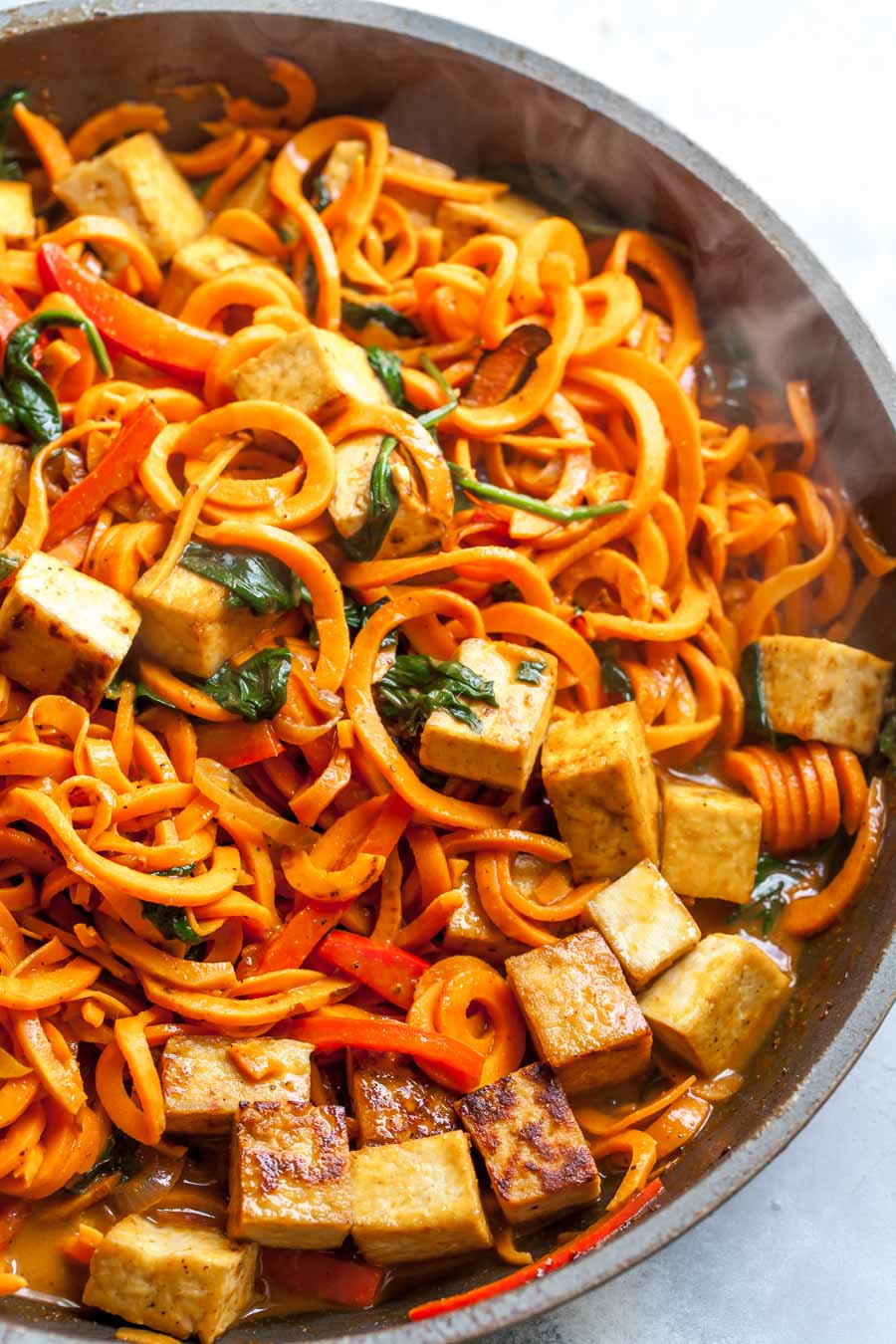 Sweet Potato Noodles with Tofu Coconut Curry