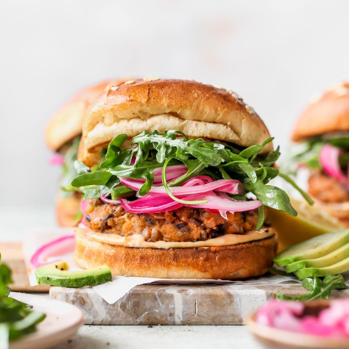 Wild Rice Burgers with Tahini Special Sauce