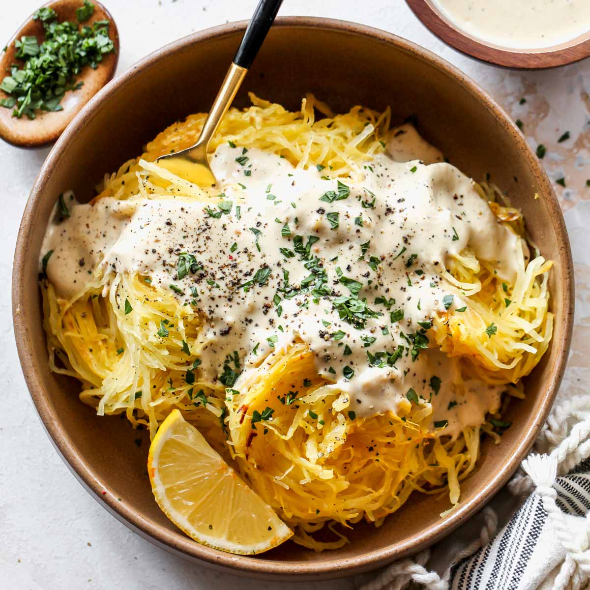 Spaghetti Squash Alfredo (Vegan)