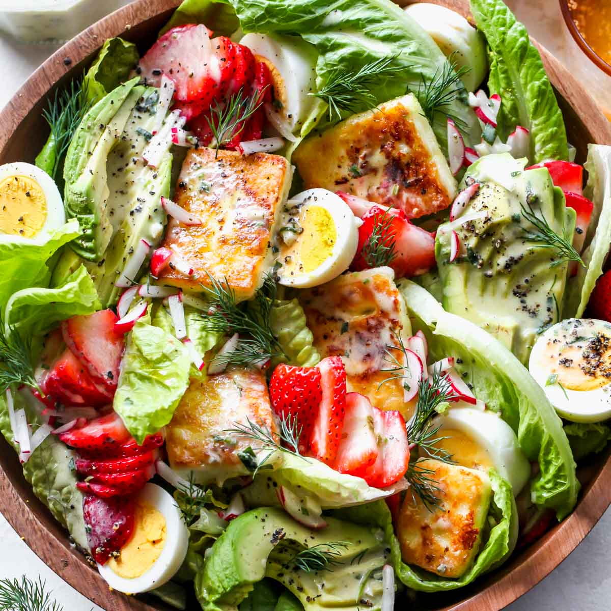 Strawberry Cobb Salad with Fried Feta and Tarragon Dressing
