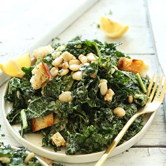 White Bean Kale Salad with Tahini Dressing