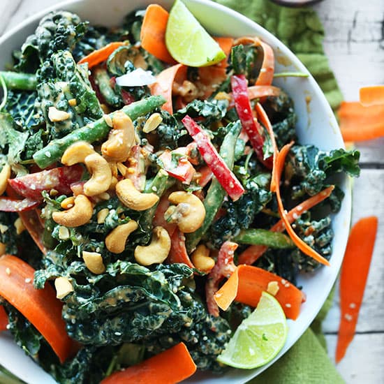 Gingery Kale Salad with Cashew Dressing