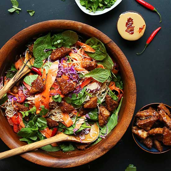 Blissed-Out Thai Salad with Peanut Tempeh