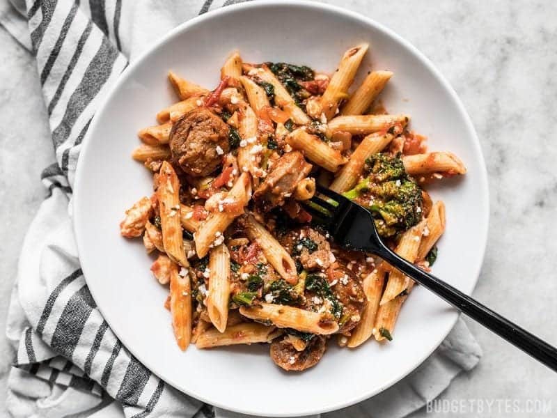 Penne Pasta with Sausage and Greens