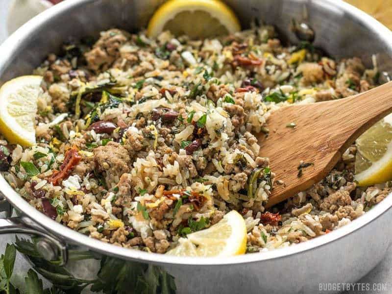 Greek Turkey and Rice Skillet