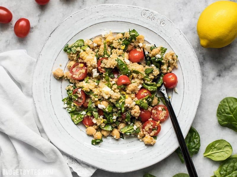 Spinach Chickpea and Quinoa Salad