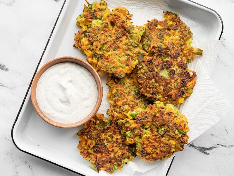 Vegetable Fritters with Garlic Herb Dipping Sauce