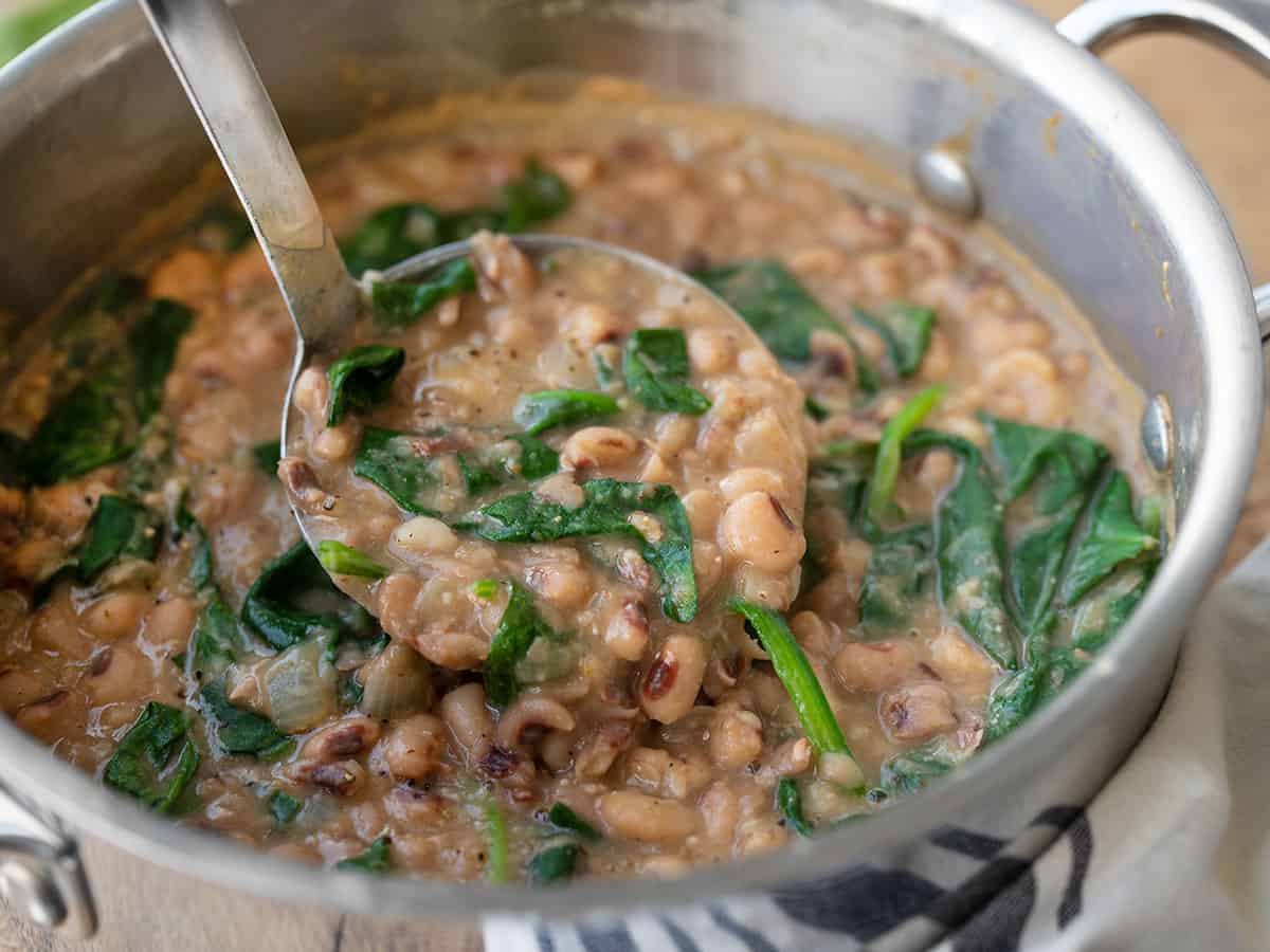 Quickie Black Eyed Peas and Greens