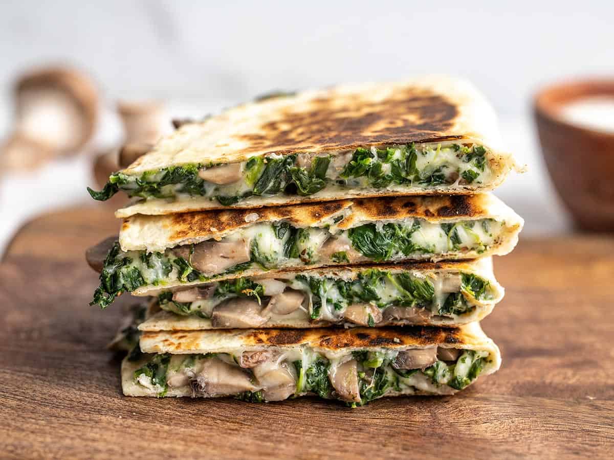 Spinach and Mushroom Quesadillas
