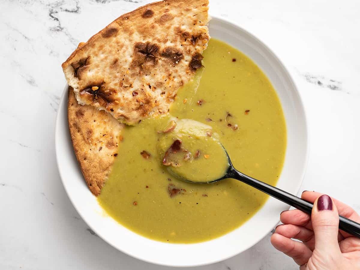 Pea Soup with Seasoned Flatbread