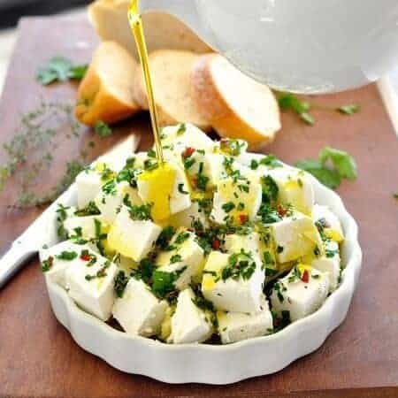 Feta Marinated with Herbs and Chilli