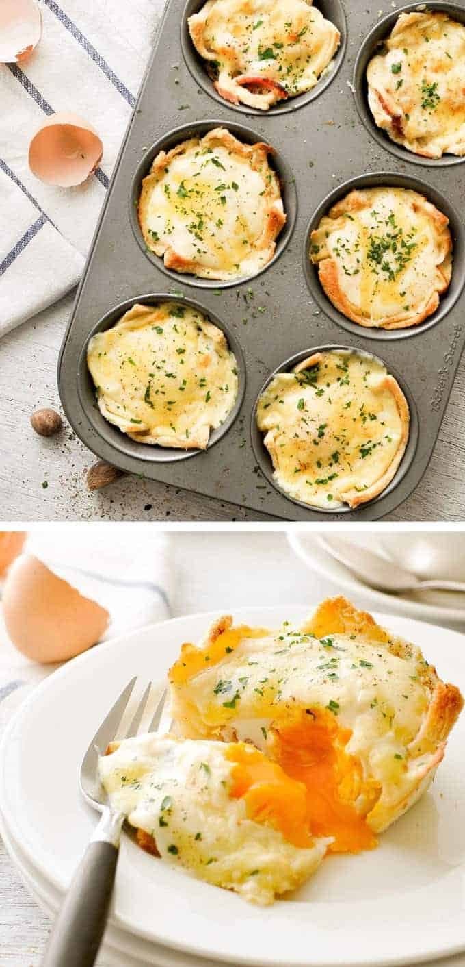 Muffin Tin Breakfast Croque Madame Toastie Cups