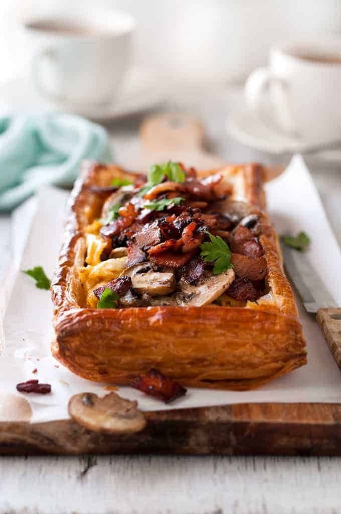 Bacon, Egg and Mushroom Tart (Puff Pastry)