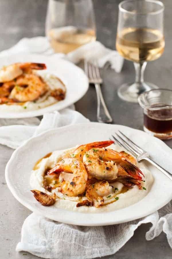 Browned Butter Garlic Prawns with Cauliflower Puree