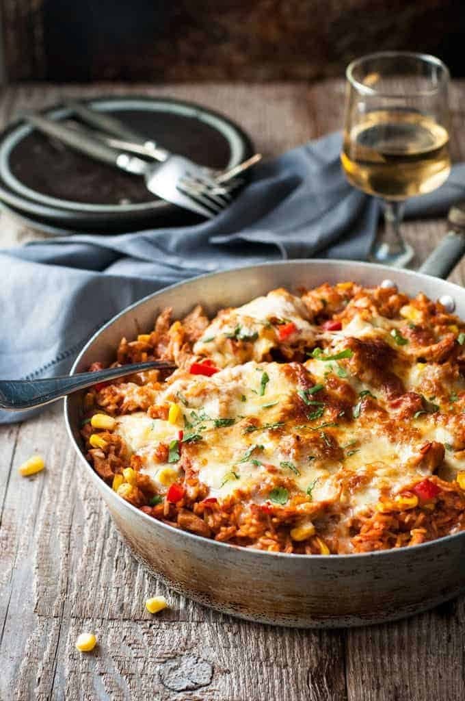 One Pot Chicken Enchilada Rice Casserole