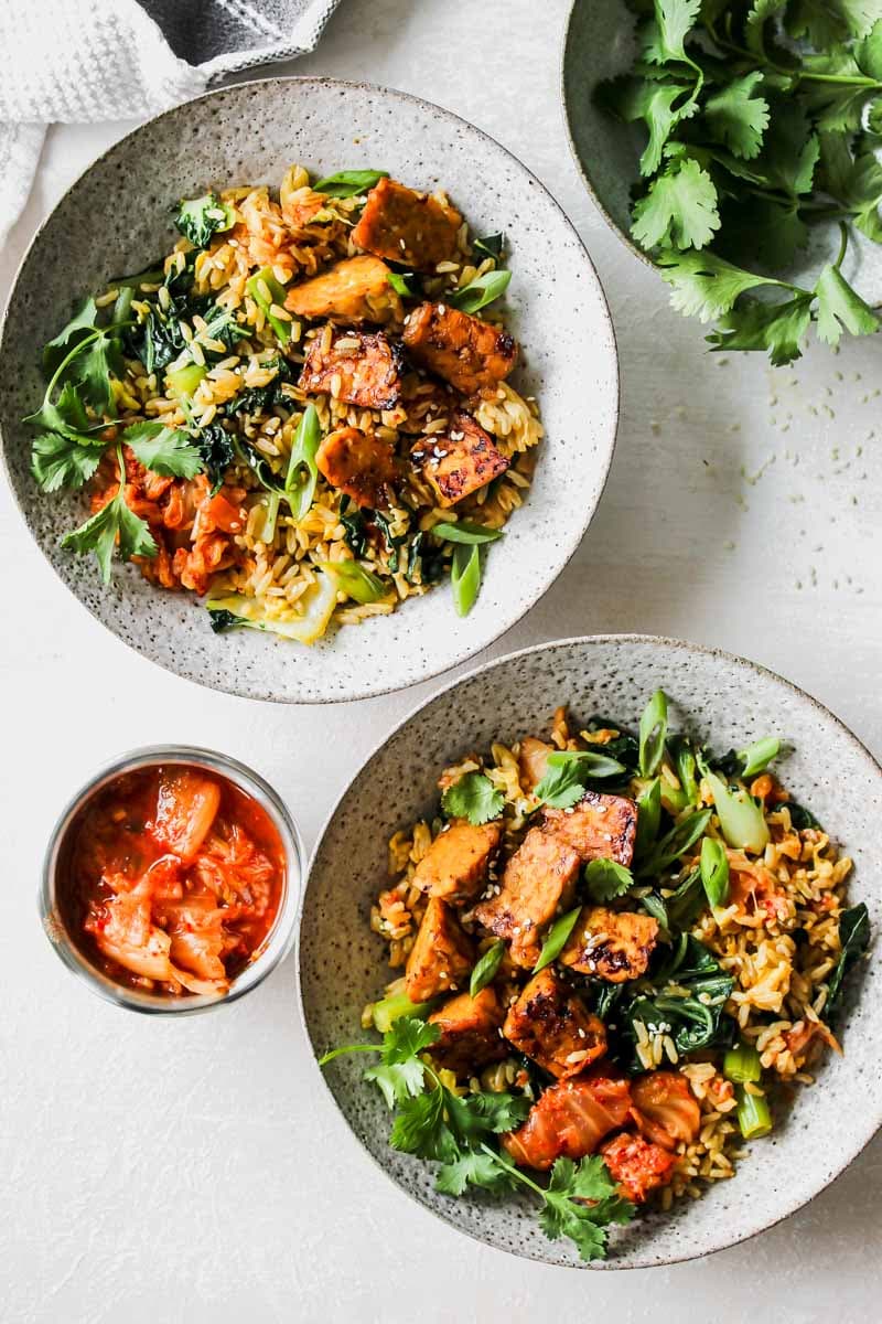 Kimchi Fried Rice with Sesame-Braised Tempeh