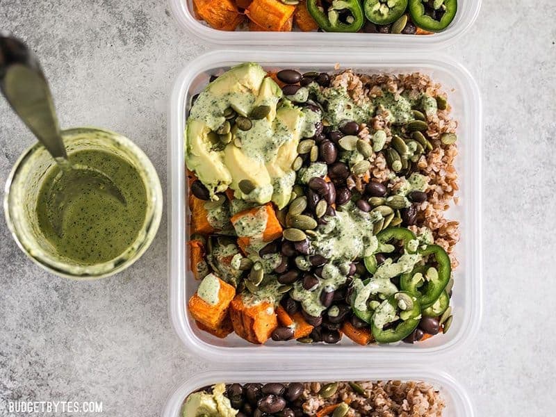 Sweet Potato Grain Bowls with Green Tahini Sauce