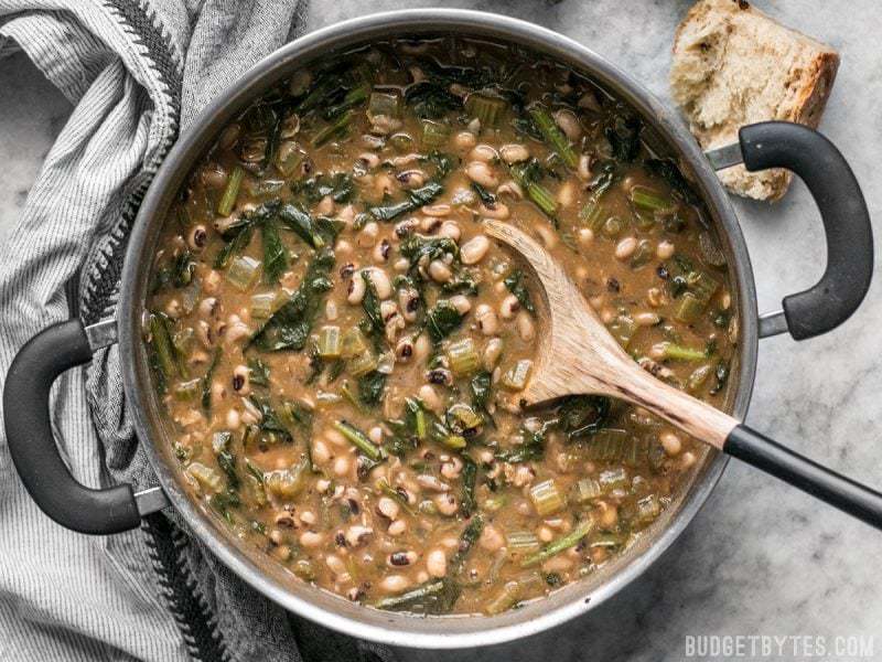 Slow Simmered Black Eye Peas and Greens