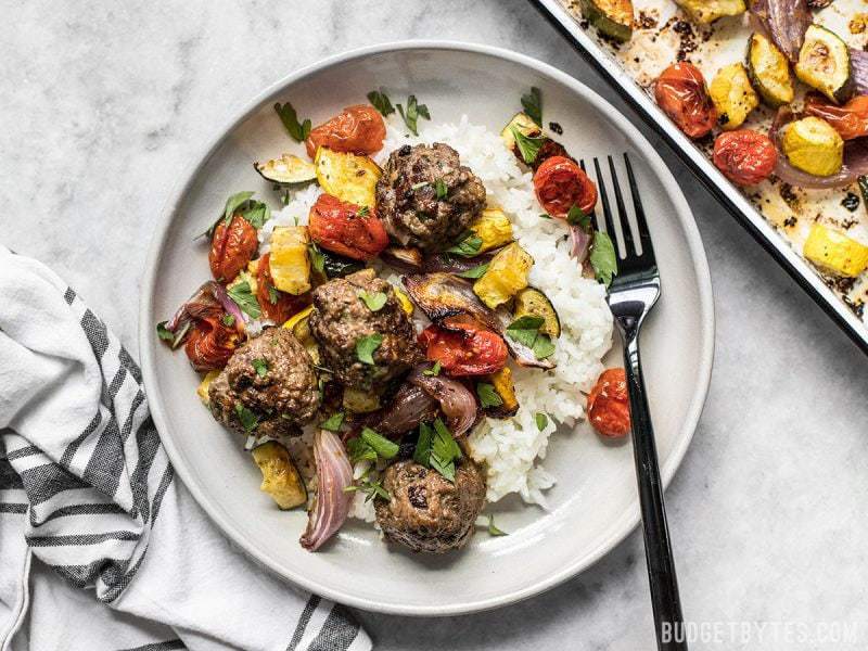 Beef Kofta Meatballs with Roasted Vegetables