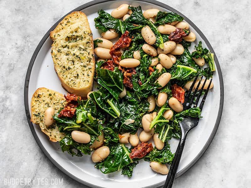Sun Dried Tomato, Kale, and White Bean Skillet
