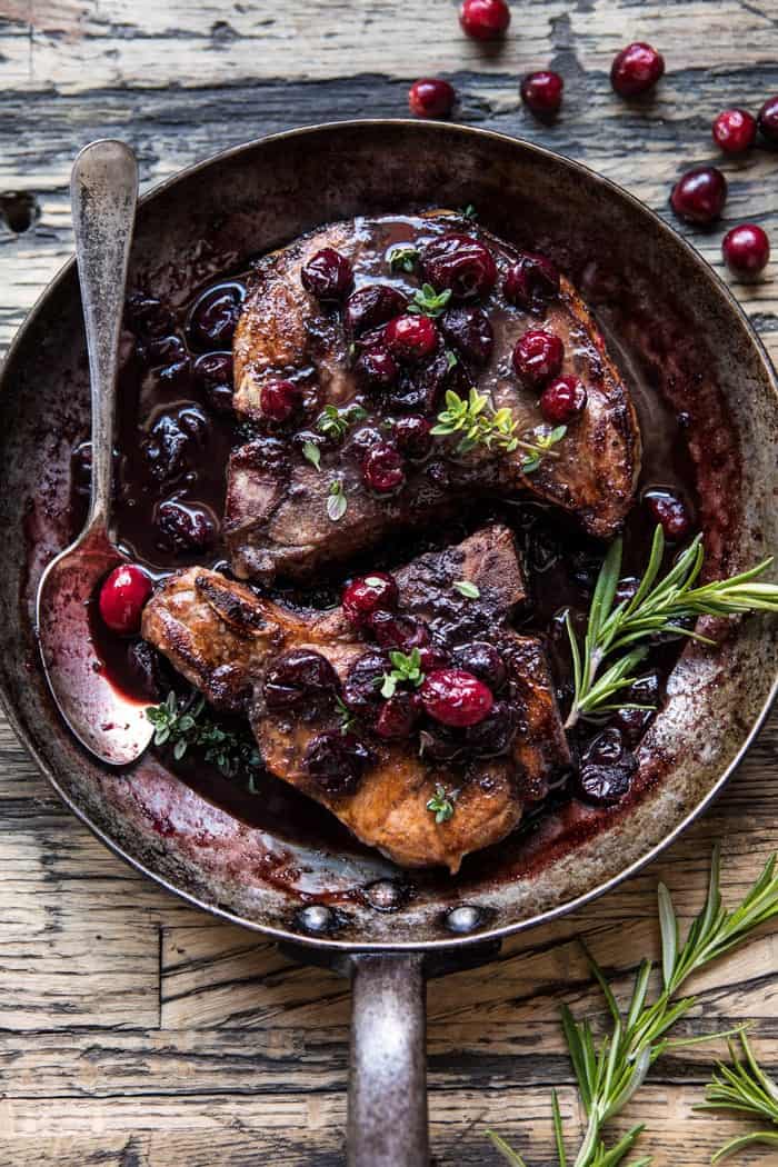 Roasted Cranberry Brown Sugar Pork Chops.