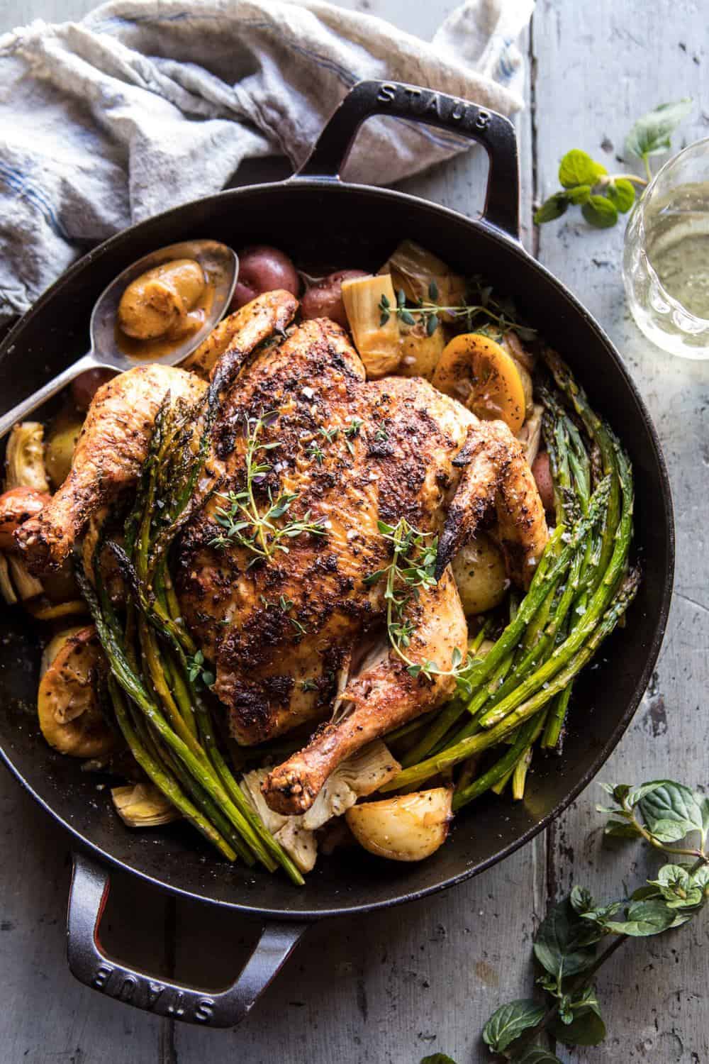Spring Skillet Roasted Lemon Chicken and Veggies