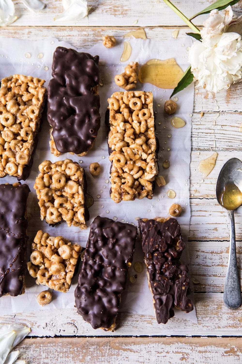Chocolate Peanut Butter Honey Cheerio Bars