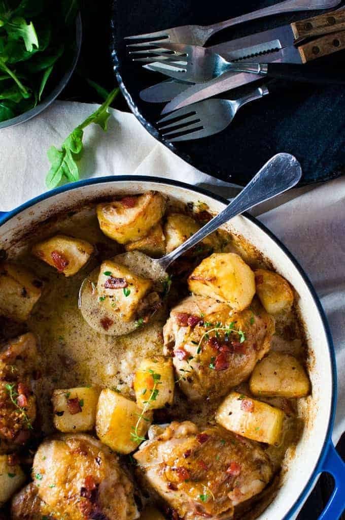 Honey Mustard Baked Chicken with Potatoes & Bacon